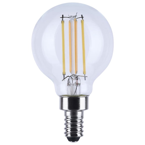 Satco S12161 G16.5 Globe LED Filament Light Bulbs 4.5W 120V 3000K 90 CRI E12 Candelabra Base Dimmable WET Location (6 Pack)