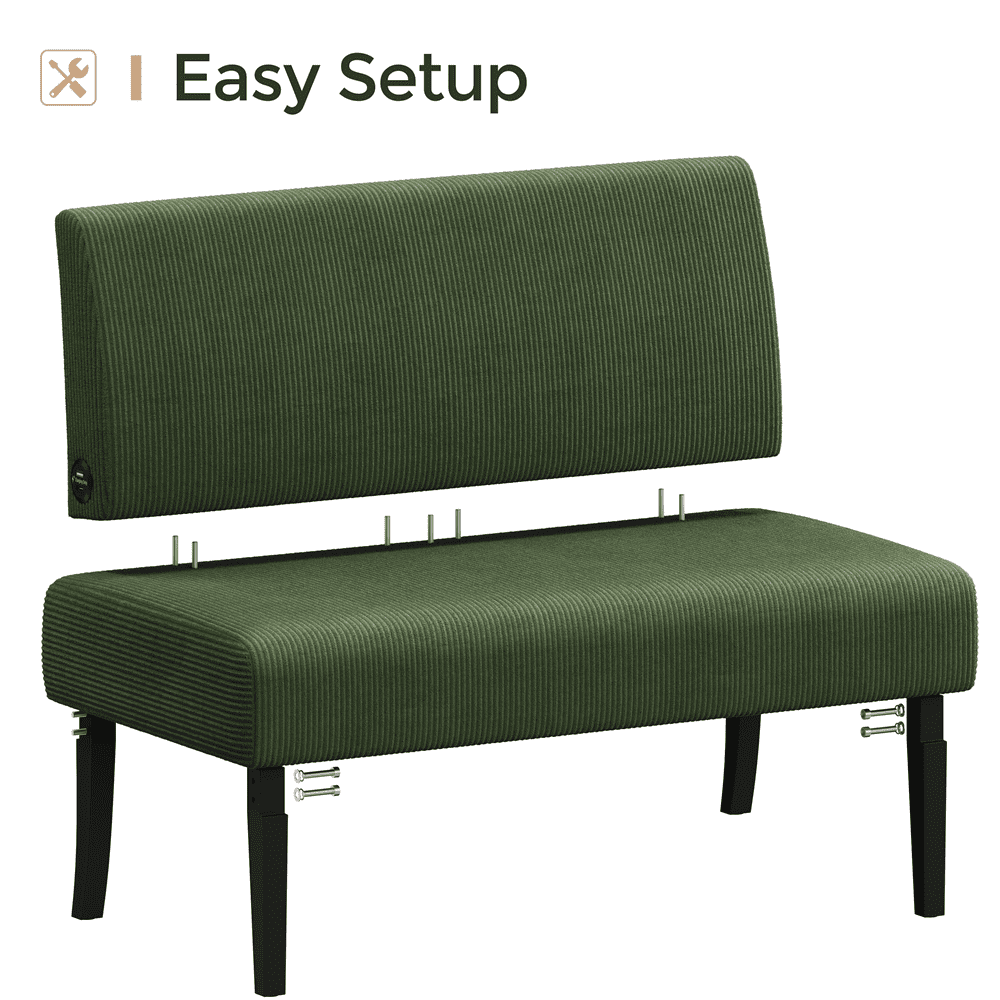 Yaheetech Corduroy Armless Loveseat with Strong Rubberwood Legs & USB Ports, Green