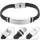 thumbnail image 4 of Pulsera de hombre estilo hip hop con personalidad, creativa, sencilla, de cuero tejido, cadena de acero inoxidable, accesorios de joyería (negro y plateado)., 4 of 6