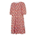 thumbnail image 4 of PENGXIANG Robe Maxi à Manches Courtes Bouffantes Col en V Été Boho Imprimé Floral Robe Smockée Évasée Violet Foncé TTG, 4 of 8