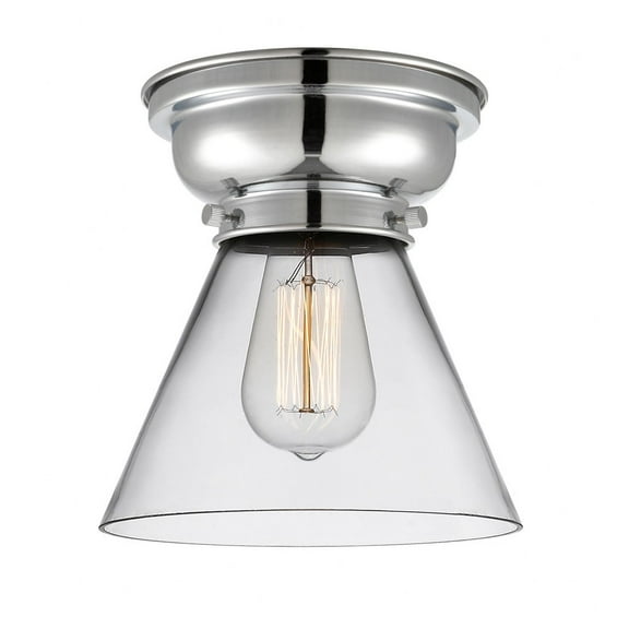 623-1F-PC-G42 Innovations Lighting Cone - 1 Light Flush Mount In Industrial Style-7.4 Inches Tall and 7.75 Inches Wide-Polished Chrome Finish-Clear
