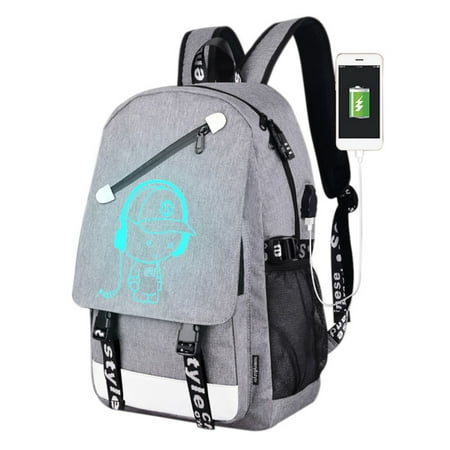 ENJOY Fashion Outdoor USB Charge Anti-theft School Luminous Laptop Backpack Bright