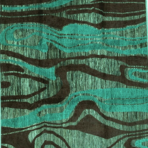Ahgly Company Indoor Square Abstract Turquoise Blue Modern Area Rugs, 4' Square