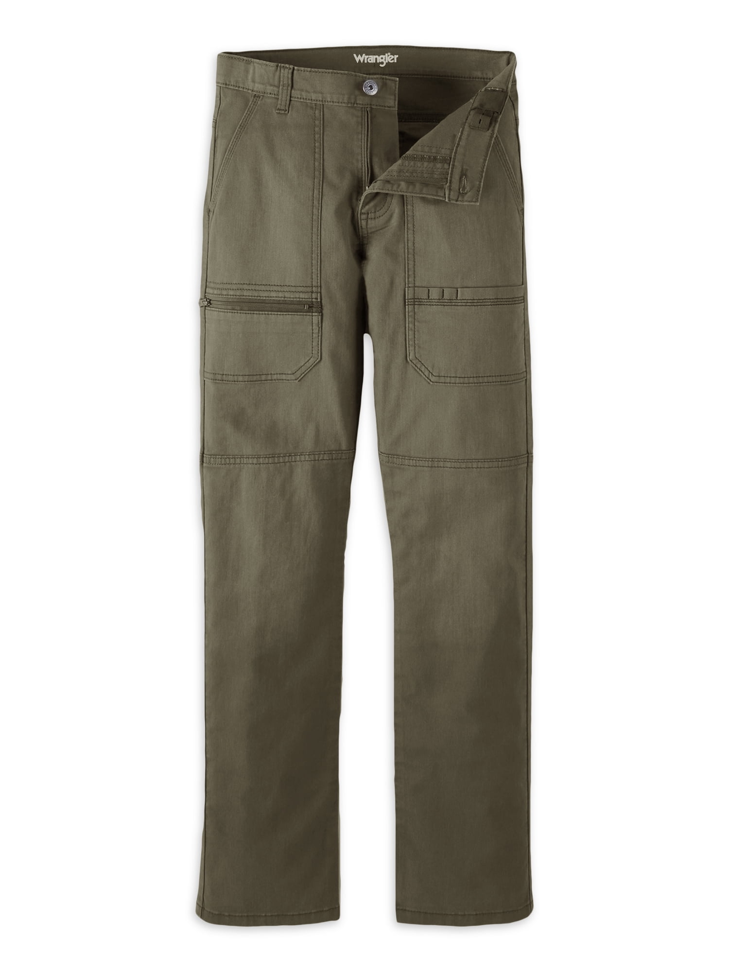 Wrangler Boys Classic Cargo Jeans Size 12 Husky Adjustable Waistband Khaki Pants 