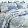 thumbnail image 2 of Cozy Line Home Fashions Ensemble de Literie Réversible en Coton 100 % Patchwork Floral Bleu Fleur-de-lis, Couvre-Lit (Peace Love, Simple - 2 Pcs), 2 of 5