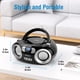 thumbnail image 5 of MEGATEK Boombox portátil con CD con radio estéreo FM, Bluetooth, puerto USB y pantalla LCD retroiluminada | Compatible con CD-R/CD-RW/MP3-CD | Entrada auxiliar | Conector para auriculares | Reproducto, 5 of 5