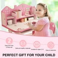 thumbnail image 3 of Thehsnt Pink Kids Adjustable Study Desk Set with Storage - Wide Desktop, Fun Cartoon Patterns for School Children, Multiple Styles, 3 of 10