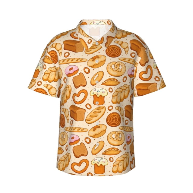 Fotbe Various Bread Camisa Hawaiana para Hombre Unisex – Camisa Casual de Verano con Botones de Manga Corta de Algodón y Lino,XX-Large