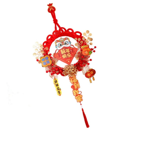 balikha Chinese New Year Decoration 2025 Lunar Year Wreath Party Supplies Wreath Spring Festival Hanging Ornament for Wall Front Door Lion