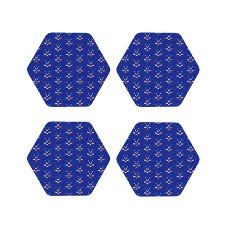 

Junzan Hockey Print Coasters for Drinks - Leather Coasters Set of 4 for Coffee Table for Housewarming/Kitchen/Bar/Decor-Hexagon