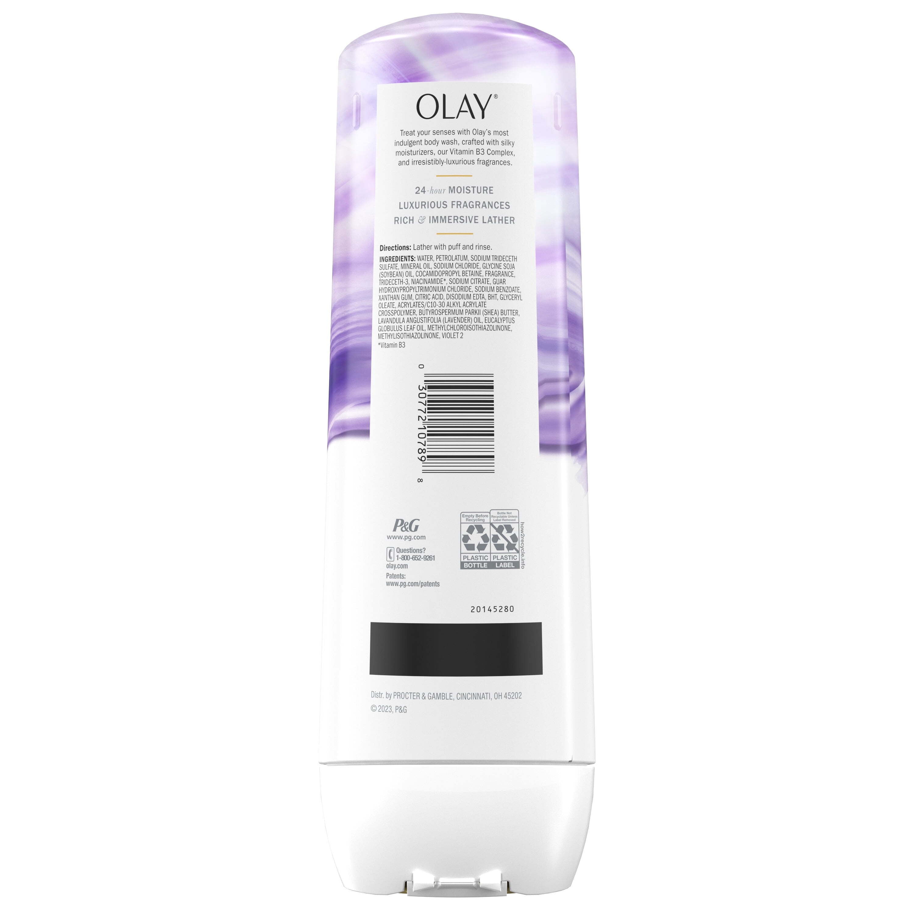 Olay Indulgent Moisture Body Wash for Women, Notes of Elderberry, for All Skin Types, 20 fl oz