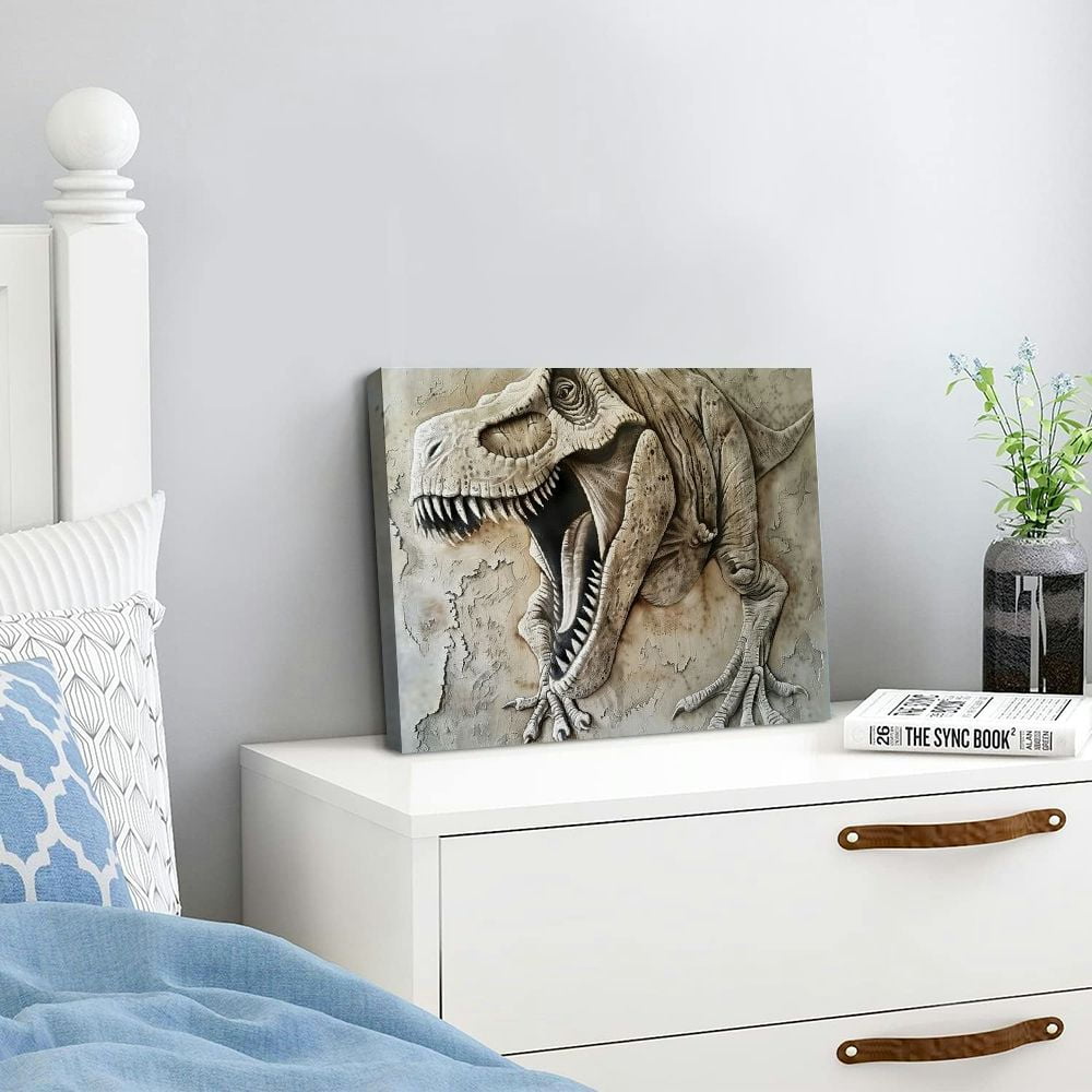 Nawypu Dinosaur Wall Art,Jurassic Wall Decor, Animals Indoor Canvas Art, Dinosaur Art Poster Print, Modern Home Living Room Bedroom Boys Room Wall Art