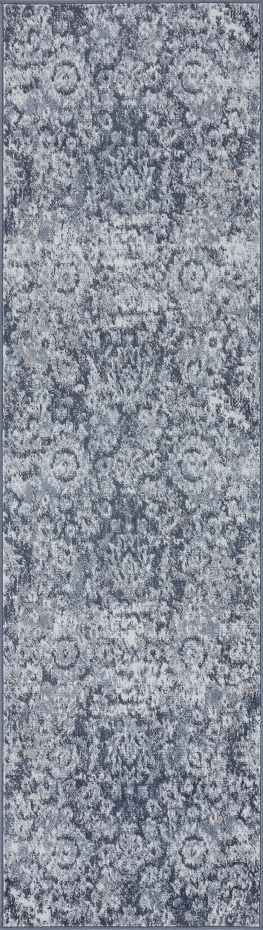 Bliss Rugs Transitional Modern Indoor Runner Rug for Hallway, Entryway, Kitchen, Blue ,2' x 8'