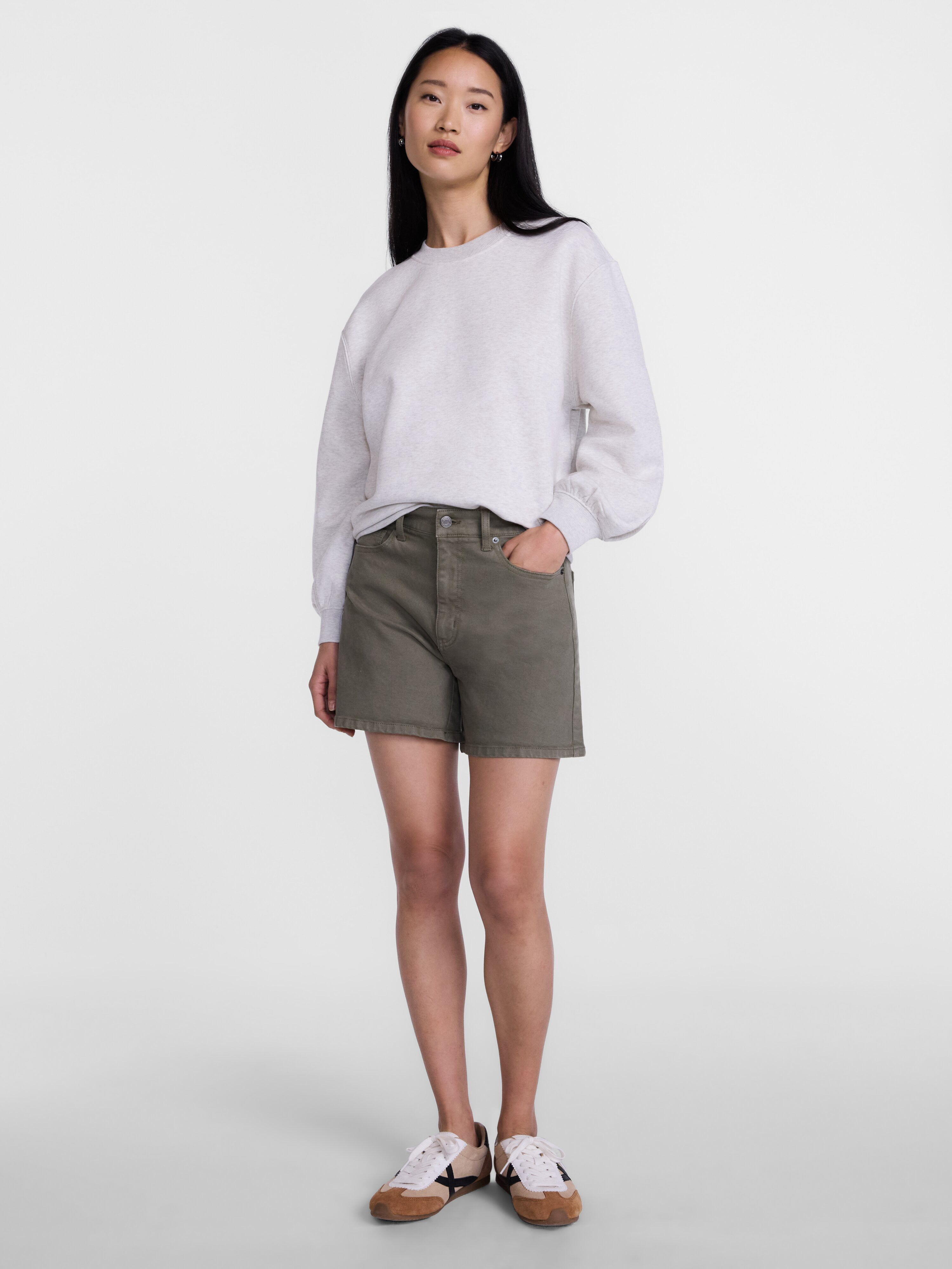 Scenario Women's High Rise A-Line Denim Shorts, 5" Inseam, Sizes 0-20