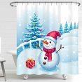 thumbnail image 1 of Cheerful Snowman Shower Curtain Festive Decor with Christmas Tree, 1 of 4