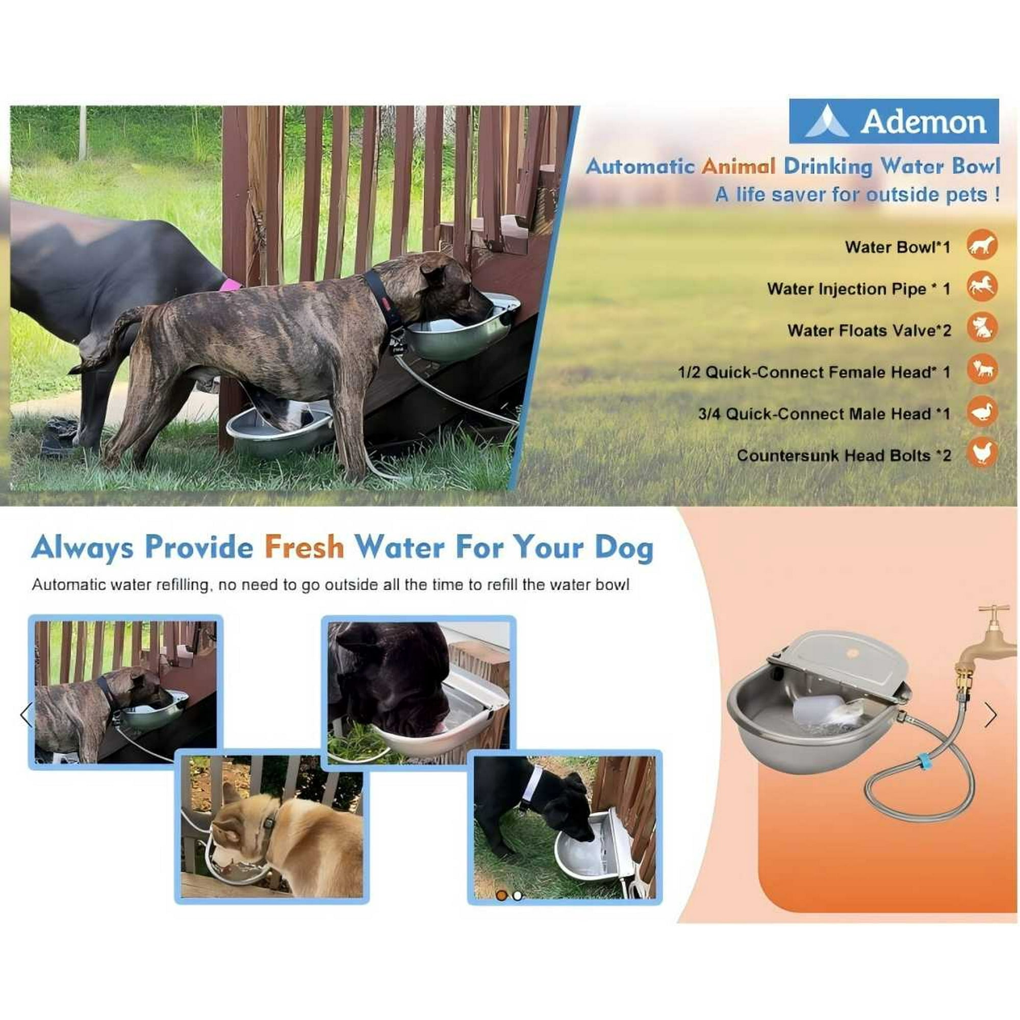 ZGRAO Upgraded Automatic Animal Water Bowl, 304 Stainless Steel Auto-Filling Waterer for Horses Dogs Goats Cattle