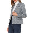thumbnail image 5 of Allegra K Women's Plaid Double Breasted Notched Lapel Blazer Jackets, 5 of 8