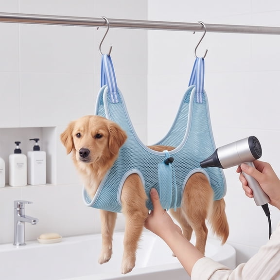 Pet Grooming Sling Hanging Restraint Bag, Breathable Suspended Bed for Bathing Nail Trimming