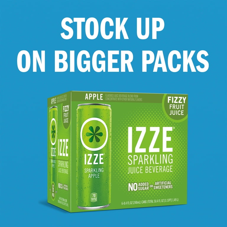 IZZE Sparkling Juice Beverage Blend, Apple, No Sugar Added, 8.4 FL