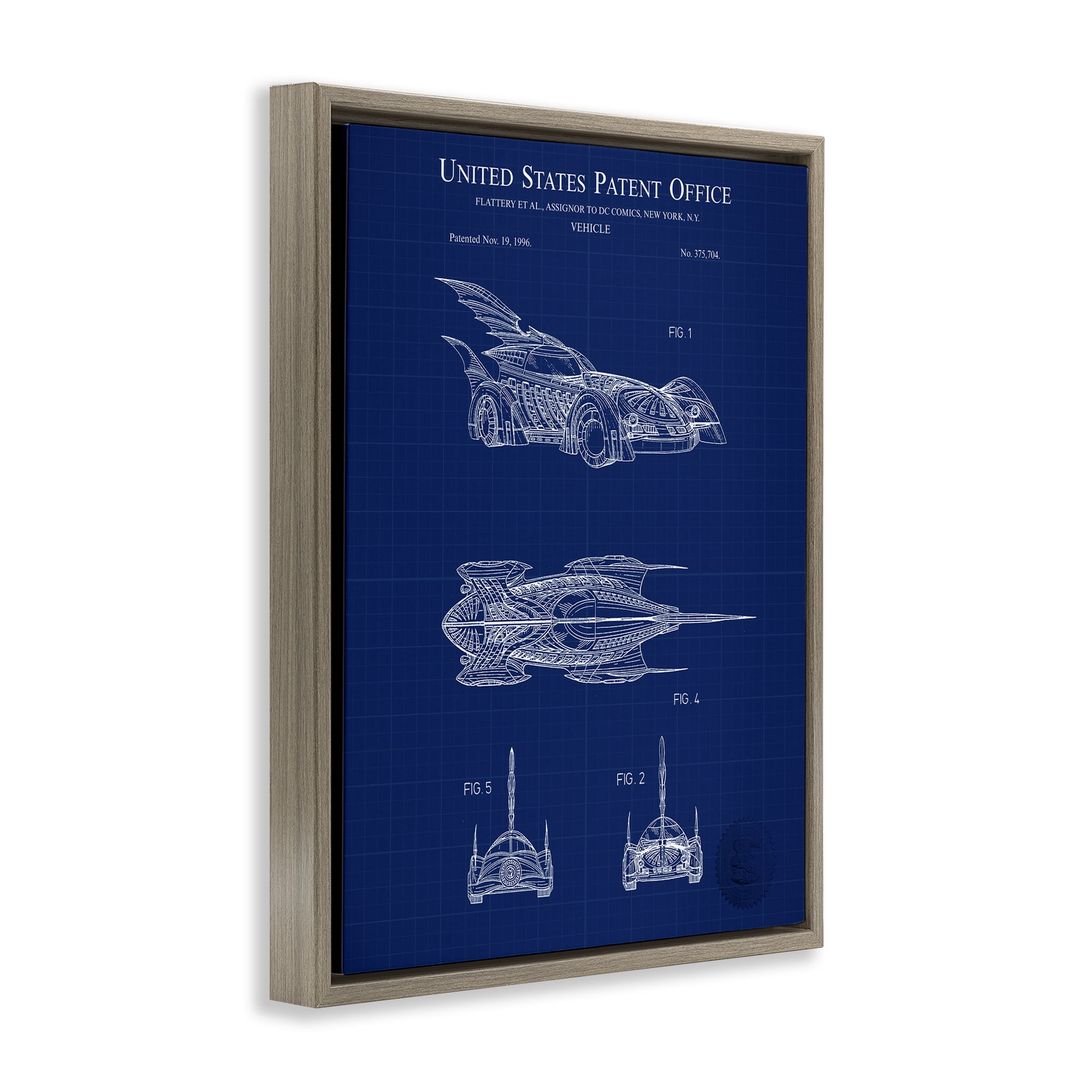 Stupell Industries Character Car Blueprint Transportation Painting Brown Floater Framed Art Print Wall Art, 17 x 21