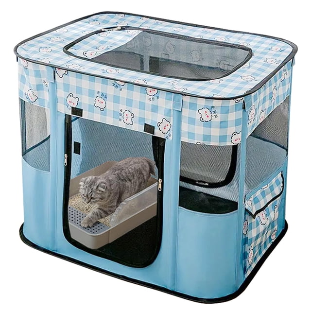 Parque para Perros y Gatos XRG Plegable Interior/Exterior Azul M