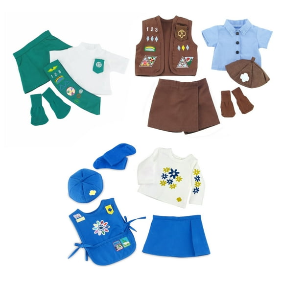 Emily Rose 18-Inch Doll 3-Pack Girl Scout Inspired Modern Uniforms - Officially Licensed by Girl Scouts of the USA!