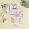 thumbnail image 2 of TOWED22 Toddler Baby Boy Fall Winter Clothes Contrast Color Long Sleeve Pockets Sweatshirt Pants Set Cute 2Pcs Outfit Set Size:0-6 M,Color:Pink, 2 of 9