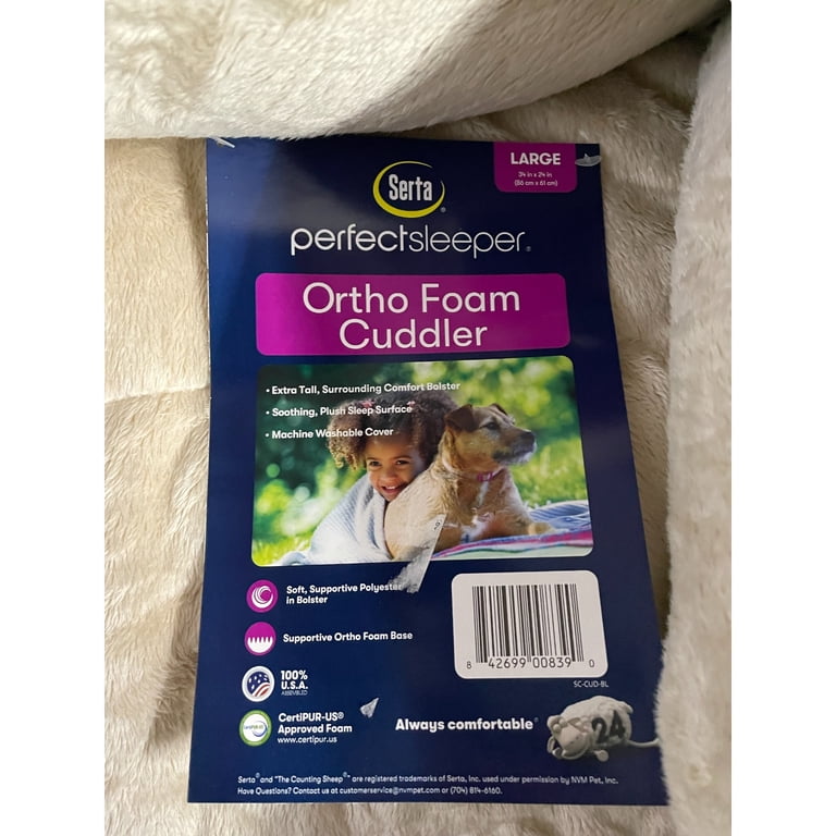 Serta Perfect Sleeper Orthopedic Cuddler Pet Bed, 34" x 24", Light