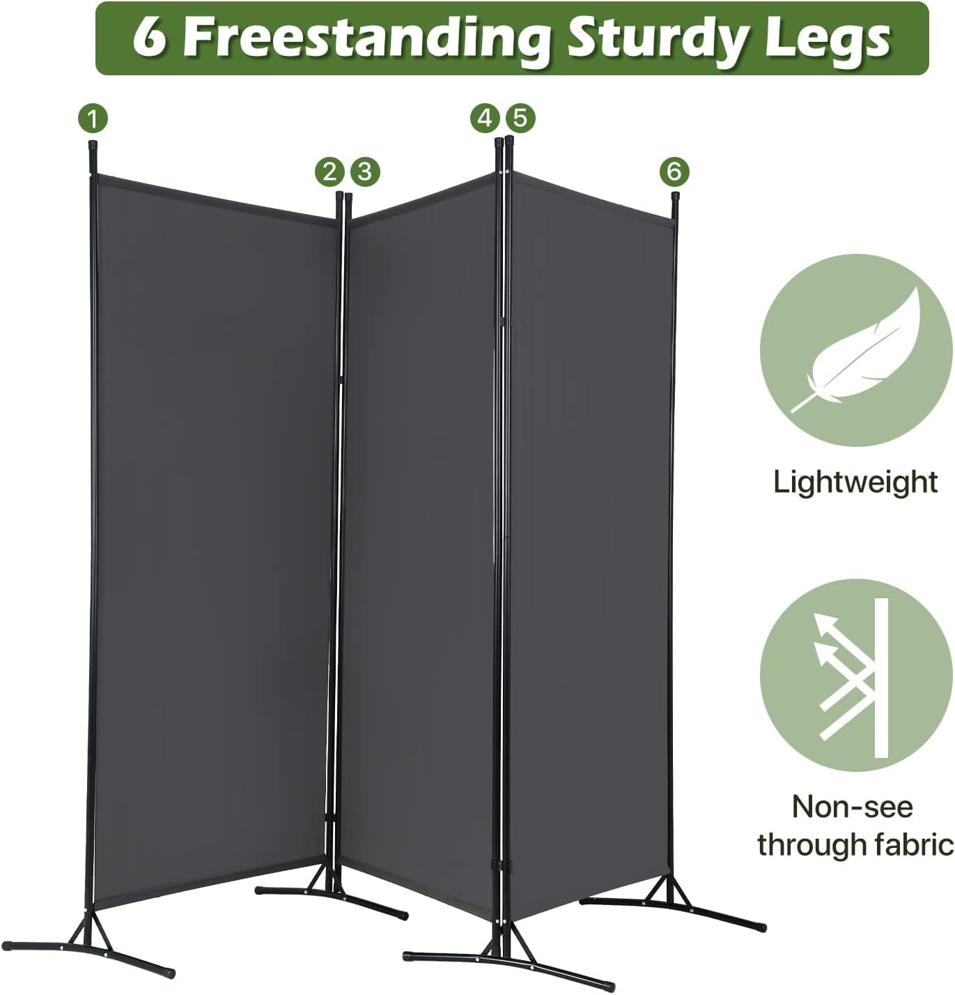 Dkelincs 3 Panels Room Divider Folding Room Partition Privacy Screen Portable Freestanding Room for Home Office, Gray
