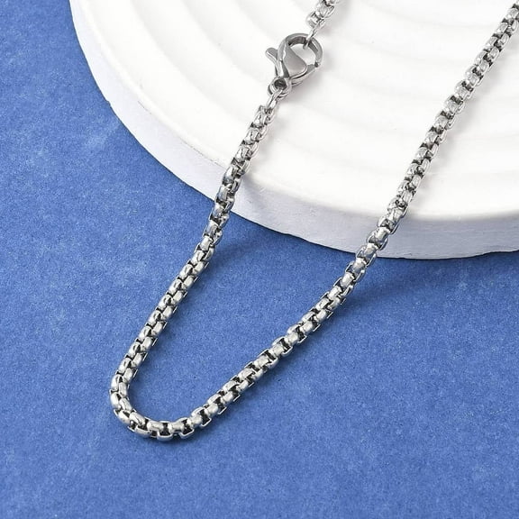 10pcs Tarnish Resistant 201 Stainless Steel box Chains Necklaces with Lobster Claw Clasps Stainless Steel color 21.65 inch(55cm) 2.5mm