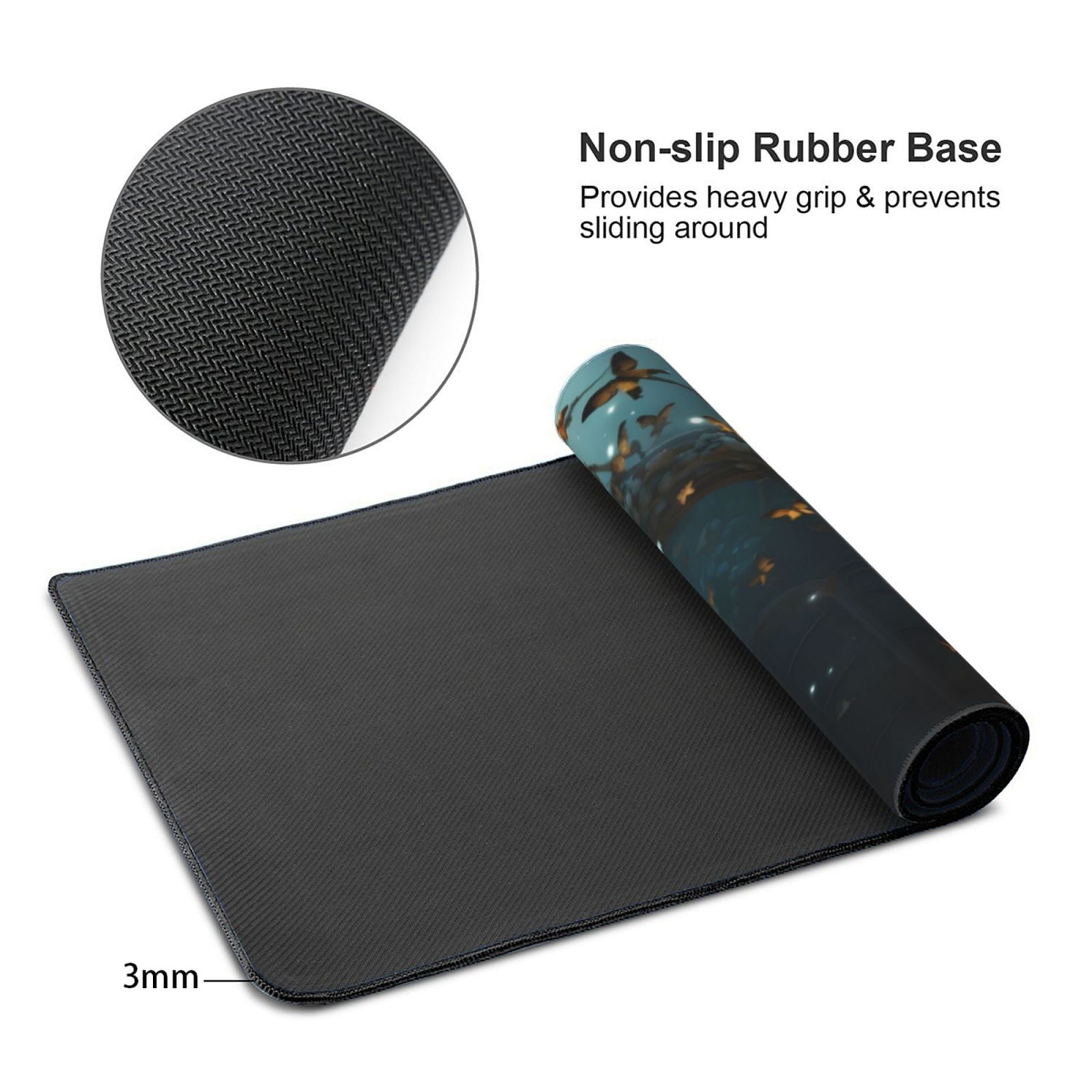Xecao Magical Library Butterfly Night Print Large Mouse Pad, 16x35.5in Mousepad, Professional Non-Slip Rubber Base Big Mouse Pad, Mouse Pad for Gaming & Office Full Desk Mouse Pad
