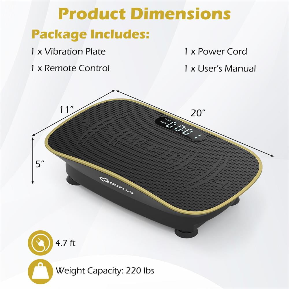 Topcobe Vibration Plate Exercise Machine for Lymphatic Drainage and Weight Loss with 10 Speed Intensities, Indoor Sports Equipment-Black