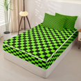 thumbnail image 2 of Erosebridal Modern Checkered Pattern Zipper Queen Comforter Set with Fitted Sheet and 2 Pillowcases,Square Block Print Zipper Bedding Set,Neon Green Black,Black Reversible, 2 of 6