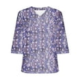 thumbnail image 4 of Quinlirra Womens Tops Clearance Women's Long Sleeve Summer V Neck Sexy Casual Tops Regular Printed Blouse Tops, 4 of 5