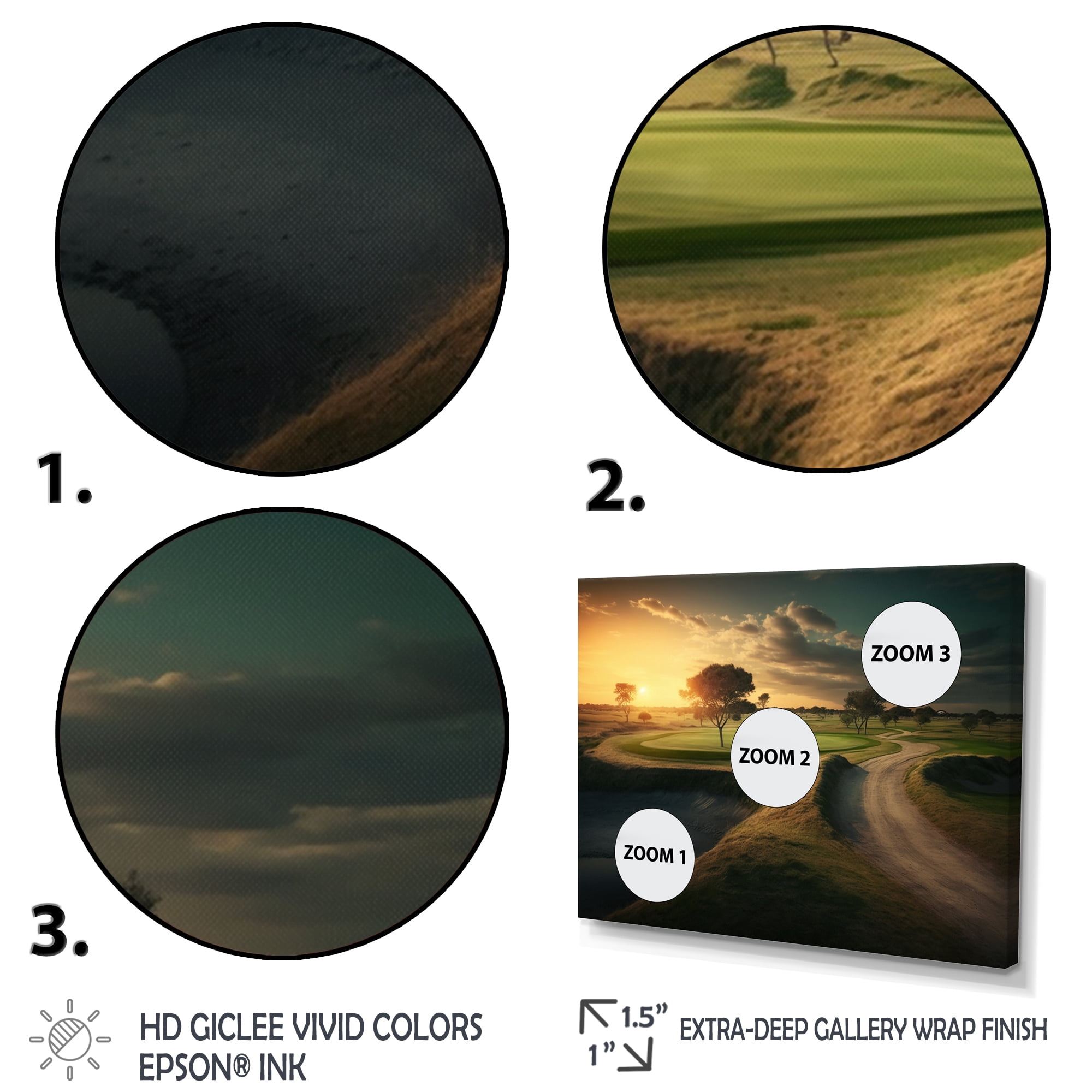 Designart Golf Course At Sunset I Canvas Wall Art