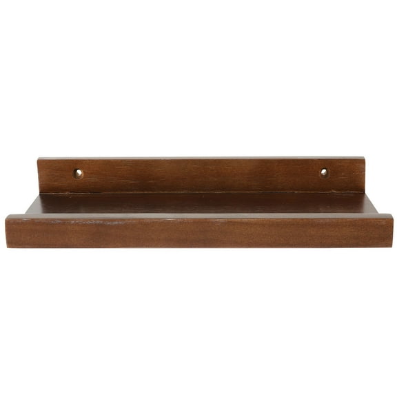 HEMOTON Wood Floating Shelf with Lip for Storage Brown Wallmounted Rack Fits Any Room 17.7x8.7x2.4 Inches