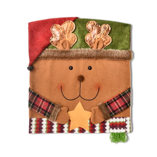 Feliz Navidad Funda para silla Cena de Navidad Protector de espalda para silla Funda de tela Decoración para fiestas, Animal kenally HA008660-03