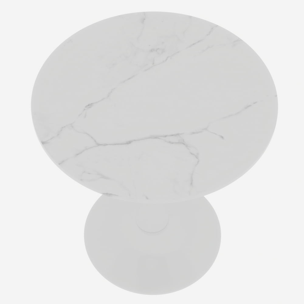 27.6-Inch Round Mid-Century Modern Dining Table & Coffee Table, Faux Marble Top, Pedestal Side Table for Living Room