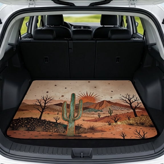 HUISEFOR Cactus Car Trunk Mat 29" x 39" Anti Slip Scratchproof Cargo Mat Rear Trunk Liner, Full Protection, Easy To Clean, Easy Installation, Universal Fit for Most Cars SUV
