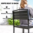 thumbnail image 4 of Set of 4 Stackable Patio Dining Chairs, All-Weather HDPE Slatted Outdoor Chairs with Armrests & Metal Frame, Black Seating for Garden, Backyard, Deck, and Balcony, 264 lbs Capacity, 4 of 7