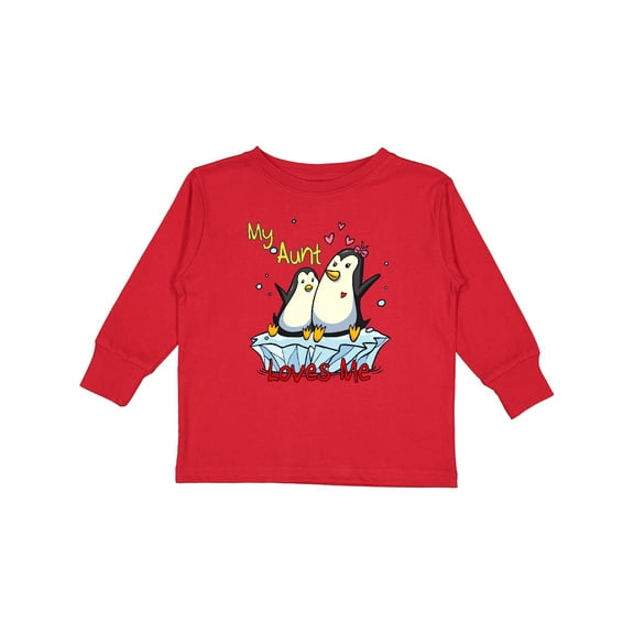 Inktastic My Aunt Loves Me Penguin Boys or Girls Long Sleeve Toddler T-Shirt