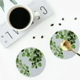 thumbnail image 5 of Bingfone Vintage Watercolor Green Leaves Leather Drinks Coasters With Set Of 6,Suitable For Home Kitchen,Coffee Cup Coasters Home Gift, 5 of 9