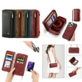 thumbnail image 3 of Wallet Case for iPhone 13 Pro Max 6.7 Inch, Zipper Design Flip Folio Phone Case with Card Slots Kickstand Magnetic Wrist Strap Crossbody Cover for iPhone 13 Pro Max,Red, 3 of 11