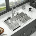 thumbnail image 2 of Izzovium 33x22 Inch 16 Gauge Stainless Steel Single Bowl Topmount Kitchen Sink, Brushed Nickel Finish with Soundproof Pad & Drain Assembly, 2 of 7