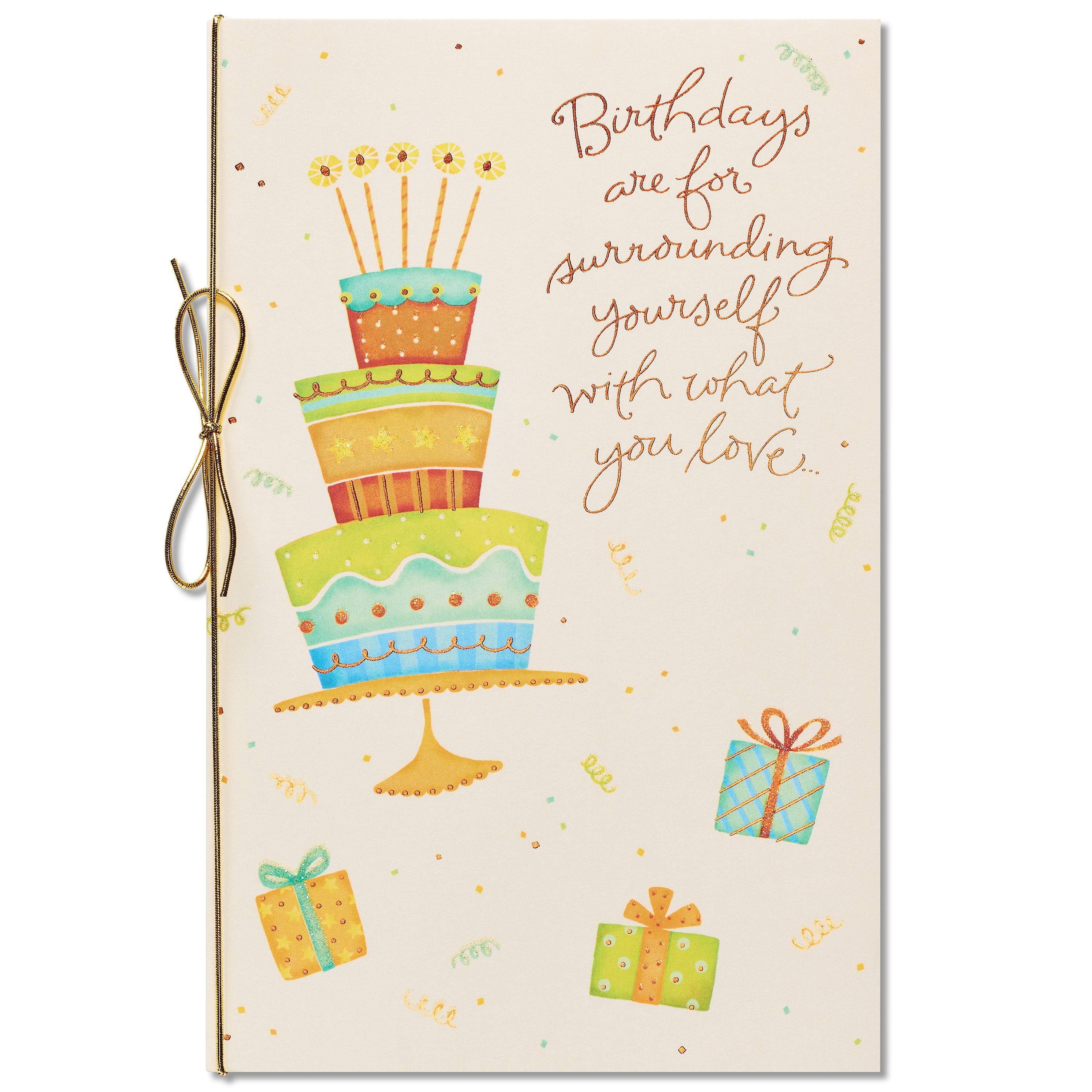 American Greetings Colorful Birthday Cake Birthday Card with Glitter