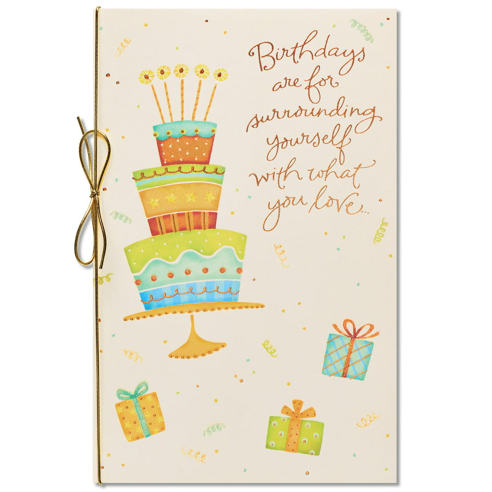 American Greetings Colorful Birthday Cake Birthday Card With Glitter