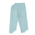 thumbnail image 2 of THDHVS Girls Leggings,3 PC Bottom Set with Solid Color for Home and Casual Wear Warm Layering Pants Soft Elastic Waistband Green, 2 of 3