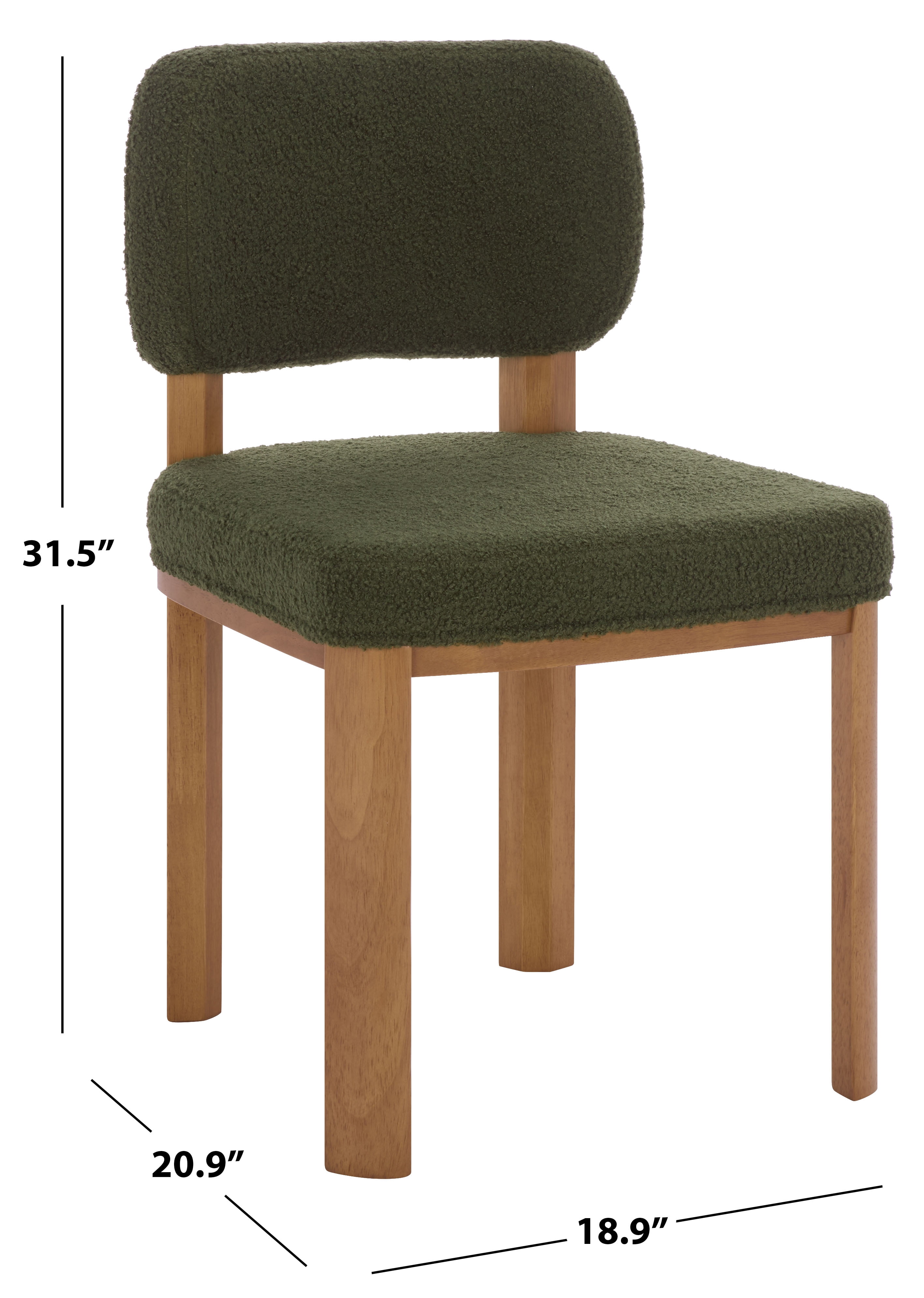 Safavieh Hyden Modern Wood and Fabric Dining Side Chairs, Dark Green / Light Walnut