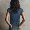 thumbnail image 4 of Women's Summer Short Sleeve Shirt Half Zip Ribbed Knit Casual Tee Top T Shirt Blue XL, 4 of 4