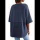 thumbnail image 1 of Blusas de Punto Gofre para Mujer, Moda 2025, Blusas de Patchwork Extragrandes con Cuello Redondo y Mangas 3/4, Azul XXL, 1 of 6